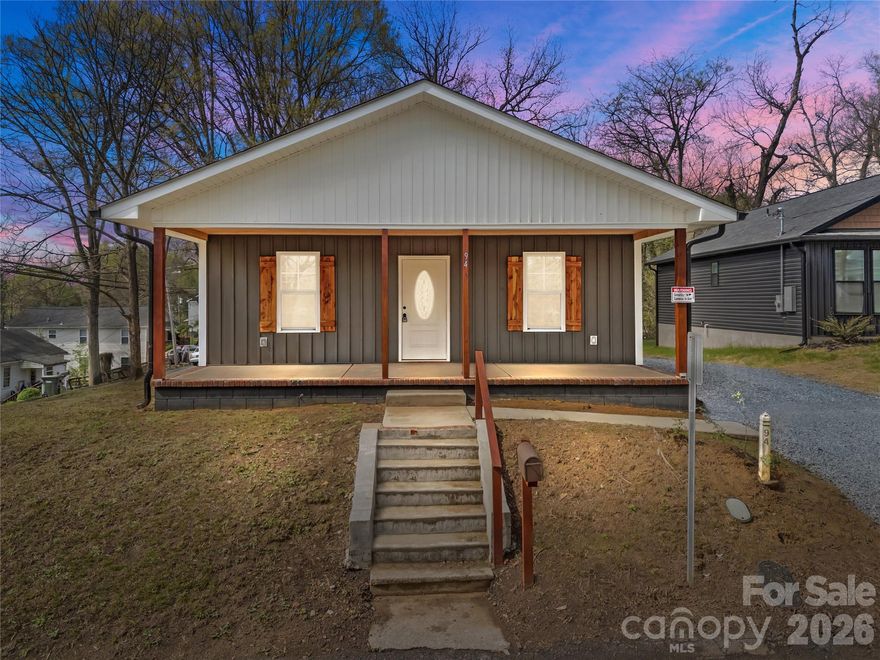 LIKE A BRAND NEW HOME!!!!  BEAUTIFULLY RENOVATED / CORNER LOT with NO HOA FEES!!! NEAR DOWNTOWN CONCORD Over 1,100 sq ft, this beauty features 3 Bedrooms + 2 Full Baths /  Enter from the relaxing large front covered concert porch into foyer with recess lighting and LVP flooring / All new windows / New blinds throughout the home / New LVP flooring and New Carpet / Kitchen has new granite countertops, 36 inch cabinets w stainless steel sink and appliances, lots of natural light / Beautiful archways within the home / Great Room has recess lighting, CF, LVP flooring and storage closet / All Bedrooms have carpet + CF / Primary bedroom + Full Bath has Tile Tub/Shower combo with linen closet / Second Full Bath has tile walk-in shower. The exterior has Vinyl Board and Batton Siding with Cedar Shutters, Black Gutter Guards, + Georgous back covered deck to relax and enjoy! / 2024- Architectural Roof, 2024 HVAC & 2024 Hot Water Heater / EXCELLENT DRIVEWAY ACCESS - You can enter property from two different access points, 2 different streets and there is plenty of parking.Whether you’re a first-time homebuyer looking for the perfect starter home or an investor seeking a great rental opportunity, this property checks all the boxes. Don't miss out on this adorable home.