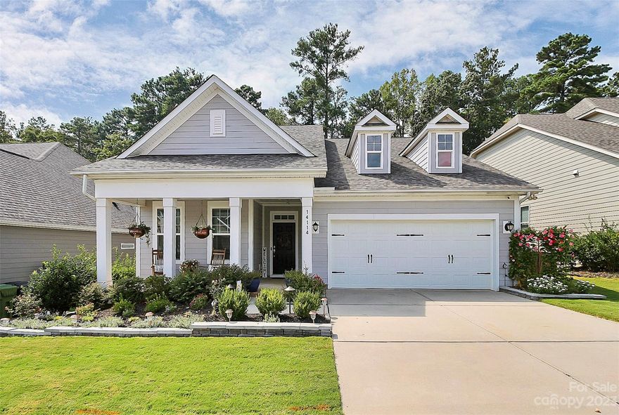 Beautiful 1.5 story home in an exceptional condition! Open floor plan for easy entertainment with guests. Hardwood floors throughout common areas on main level and tile in all three full bathrooms. Primary bedroom on main level. Jack and Jill vanities and stand up shower in primary bathroom. Walk in closet accessible through two point of entries. Sitting/ reading room, second bedroom, and a full bathroom on the main level. Dedicated office/ flex space or a formal dinning adjacent to kitchen. Oversized recreational room on second floor. Third bedroom with a full bathroom located on the second floor. Dual zone HVAC system with smart thermostats and built-in ventilation fan and humidifier. Current owners have invested $65,000+ in outdoor upgrades that include: screened porch, extended patio, retaining wall, trenched water run off, Bermuda sod, front flower bed, solar lights. Community amenities: club house, outdoor pool, tennis courts, golf course, miles of sidewalks and walking trails.