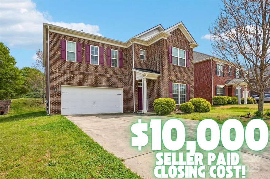 $10,000 seller-paid closing cost on this stunning 4-bed, 2.5-bath, 2,551 sq ft all-brick gem at 620 Millstream Drive, Rock Hill, SC, in the sought-after Riverwood community. Listed below market value, this home offers instant equity for a quick-moving buyer.  Step into modern luxury with soaring 9-foot ceilings, gleaming hardwood floors, granite countertops, and a beautiful kitchen boasting stainless steel appliances with a pantry. The spacious owner’s suite is your personal oasis, featuring a cozy sitting area, dual walk-in closets, and a spa-like double vanity bath. Perfectly positioned just minutes from I-77 for seamless commutes to Charlotte, York, or Fort Mill, and steps from Ebenezer Park and Lake Wylie for endless outdoor adventures. With an open floor plan and a sprinkler system, this home combines elegance and practicality. Don’t miss this rare opportunity to own a move-in-ready home with built-in value! Schedule your private tour today!