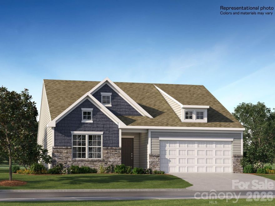 This single-story home features a modern layout with everything needed for comfortable living. Two secondary bedrooms are located off the entry, with an open-concept living area down the hall consisting of a stylish kitchen, breakfast nook and Great Room. An expansive owner’s suite is nestled into a private corner at the back of the home, complete with an en-suite bathroom and walk-in closet. Step out back and enjoy a beautiful wooded view. Plus, our signature Everything's Included program means you will get quartz or granite kitchen countertops, stainless steel appliances, luxury vinyl plank flooring, and so much more at no extra cost! Bakers Creek is a master-planned community of new single-family homes and townhomes with future onsite amenities to include pool, cabana and playground.