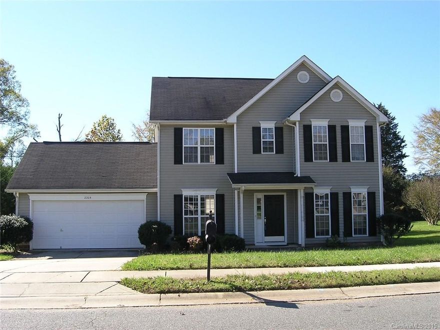 Lovely 2-story home in Sun Valley area features Formal LR & DR with picture frame moldings,large, bright Great Room with gas log Fireplace.  Master has walk in closet, Master Bath with Garden Tub and sep shower. Atrium Doors lead to Patio and private backyard surrounded by trees. Ceramic tile floors in Kit and all bathrooms.  Laminate Wood flooring downstairs. Freshly painted, new carpeting installed on stairs and upstairs hallway.  Convenient location near Monroe and Matthews, close to Schools.