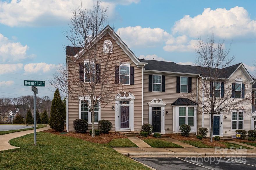 Welcome to this beautiful end-unit townhome in Denver, NC! Hardwood floors invite you into this spacious layout, extending seamlessly throughout the main level. The open kitchen features white cabinetry & granite tops with stainless steel refrigerator, dishwasher, microwave, and gas range. The expansive island offers plenty of space, overlooking the dining area, flex space & living room. Step outside to your enclosed patio, perfect for outdoor relaxation. Upstairs you'll find three bedrooms. The primary suite has a walk-in closet & the primary bath features dual vanity with granite top, soaking tub & walk-in shower with tile. A well-appointed hall bath includes a tiled tub/shower combo and granite vanity. The laundry closet is thoughtfully equipped with built-in cabinetry for added convenience. Located in Mariners Pointe at Smithstone, this home offers access to a community pool and clubhouse with stunning views of Lake Norman—all in a prime Denver location just off HWY 16!