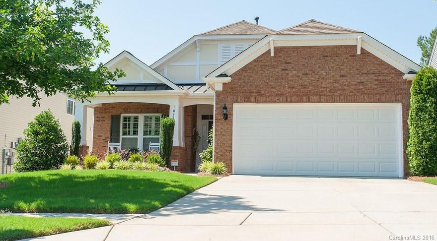 Move-in ready, 2 bedroom floorplan w/study or 3rd bdrm. Brick front exterior, covered porch, screened-in back porch/fan AND extended patio, private backyard. Plantation shutters throughout, hardwood floors, french drs to study, crown molding, wainscoting/dining rm w/ tray ceiling, granite counters, gourmet cabinets, stainless appliances, custom backsplash, gas range, breakfast bar, open flrplan, gas log fireplace w/marble surround. Pull-down attic stairs w/storage. Irrigation and alarm system