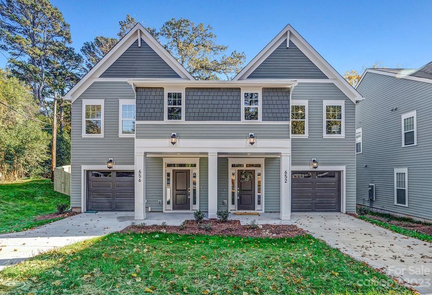 New Construction in convenient, central location! This craftsman style townhome home features an open floor plan with a large kitchen island, maple cabinetry, quartz counters, tile backsplash, stainless steel appliances and plank flooring, and attached 1-car garage! The upstairs includes 3 bedroom and 2 full bathrooms, including a large primary suite with 2 walk in closets and an extra long dual vanity. Lives like a single family home - no HOA dues! Enjoy the patio and large, private, fully fenced-in yard! Adjacent to Oakhurst, this home is less 10 minutes away from uptown Charlotte and the shops and restaurant of Plaza Midwood, and only 5 minutes from Elizabeth. Walk to Bojangles Coliseum, Vaulted Oak Brewing, or Common Market Oakwold. You can't get a more central location!