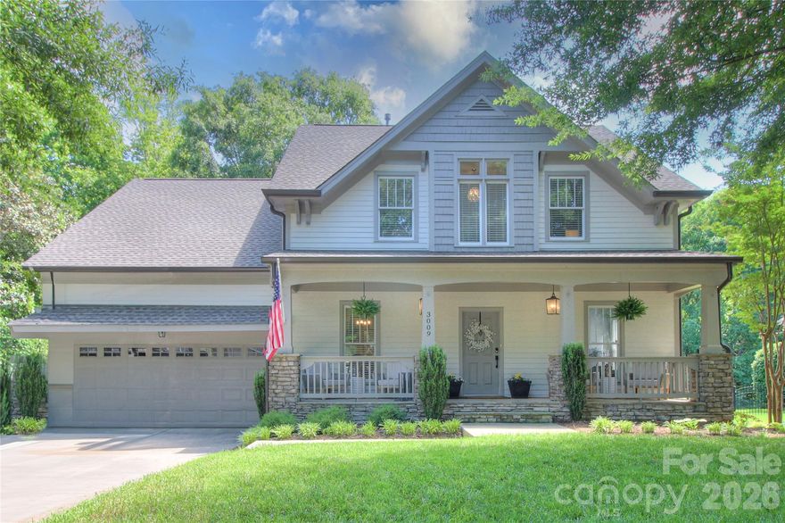 Welcome to 3009 Thayer Drive, a beautiful craftsman-style residence in the tranquil Quellin community of Waxhaw. Notable features include: Spacious 5bd/3.5 balanced floor plan with primary bedroom/en-suite on main level, office/flex room, two-story great room, fireplace, large laundry room with built-ins, utility sink and workstation, excess closets and storage throughout, 2nd level bedroom/en-suite, bonus/bed, covered front porch with ceiling fans, abundant natural light throughout. Well maintained, new 2023 roof, exterior paint, refinished hardwoods, tankless W/H, new fixtures. Rear deck, patio, fire pit are perfect for entertaining, overlooking private yard, mature trees, buffered by wooded 13+acre HOA common area. Perfect balance of seclusion and convenience. Quellin amenities (pool, pickleball, playground) and top-rated Cuthbertson school district. A short walk to Cureton Town Center, just minutes to Waxhaw, Waverly, and Rea Farms area shopping. Enjoy Waxhaw living at its best!