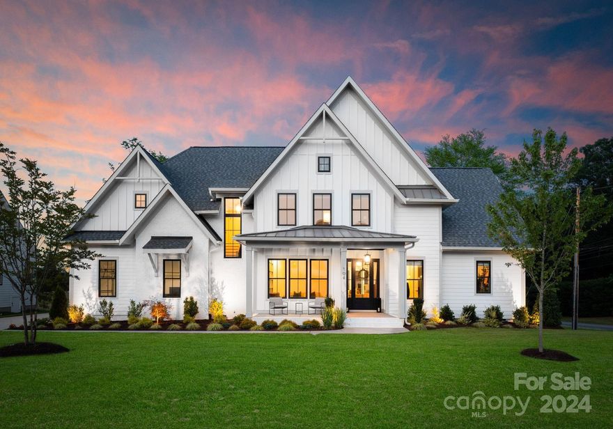 Incredible Modern Farmhouse style home, located minutes from downtown Davidson! Built by the builder of the year, Copper Builders. This floor plan offers everything the buyer needs-chef's kitchen with 48" JennAir gas range, dishwasher, built-in refrigerator/freezer and Sharp microwave drawer. Walk-in pantry and butlery plus mud room leading to an over-sized 3-car garage. Primary suite on main level includes private alcove entrance, views of the backyard through large windows, over-sized bathroom with double vanities and closet that leads directly to the laundry room. Second-level has 3 bedrooms with en-suite bathrooms and full bonus room. Custom details and selections will exceed your expectations including great room with 48" linear fireplace. The sliding pocket door opens expansive views to the back screened in patio overlooking nearly 1 acre yard. The modern designed backyard features a large covered cabana to enjoy year round. Prime location in a very desirable area to call home!