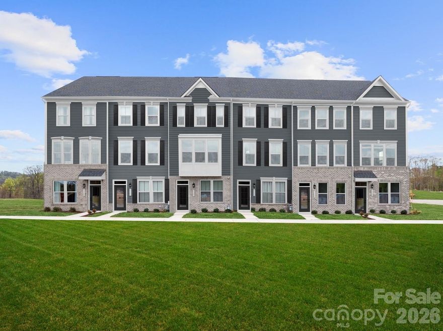 Welcome to Ashmore Square, a modern townhome community in Charlotte’s thriving Research Park District, ideally positioned near UNC Charlotte, the Vanguard Campus, and TIAA. Located less than 2 miles from I-85, this community offers quick access to Uptown Charlotte, University City, and major commuter routes. Everyday convenience and entertainment are just minutes away with IKEA, Topgolf, shopping centers, dining options, and nearby greenways all within close reach. Ashmore Square blends architectural style with low-maintenance living, featuring attractive brick and fiber cement exteriors, sidewalks, and a welcoming central courtyard designed for gathering or relaxing outdoors. HOA-managed lawn maintenance allows residents to enjoy community spaces without the burden of exterior upkeep. The neighborhood offers the ideal combination of connectivity, convenience, and modern appeal. This end unit Clarendon floorplan delivers a flexible three-story layout with additional end unit windows is designed to support a variety of lifestyles. The lower level includes a private bedroom with a full bath, ideal for guests, a home office, or additional living space. The main level features an open-concept kitchen with a breakfast bar that flows seamlessly into the dining area and family room, creating an inviting environment for entertaining or everyday living. Upstairs, the owner’s suite includes a walk-in closet and ensuite bath with a glass shower door, complemented by an additional bedroom and conveniently located laundry. Buyers may take advantage of closing cost assistance when using the preferred lender. Experience modern townhome living in one of Charlotte’s most connected locations—schedule your visit today to learn more about Ashmore Square and the Clarendon floorplan.