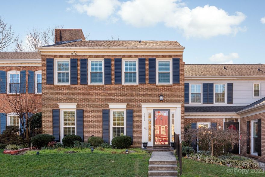 There is so much to enjoy about this lovely 3 bedroom/2.5 bath home in a prime location off of Carmel Road.  The flow of the first floor allows for flexible options for your living space, with a spacious living room and comfortable family room/den/study.  Enjoy meals in either the dining room, breakfast area or at the kitchen peninsula.  Extend your living space into the outdoors, as the kitchen opens to an expansive, partially covered deck, perfect for outdoor dining, entertaining or simply relaxing.  The three bedrooms upstairs include a primary bedroom with ensuite, featuring two walk-in-closets to meet all of your storage needs.  You will be able to move right in and feel at home with the neutral decor, LVP floors, and plantation shutters. Carefree living awaits in the welcoming community of Carmel Hollow across from Olde Town Village shopping, and centrally to many of the shopping, dining and healthcare options across South Charlotte.