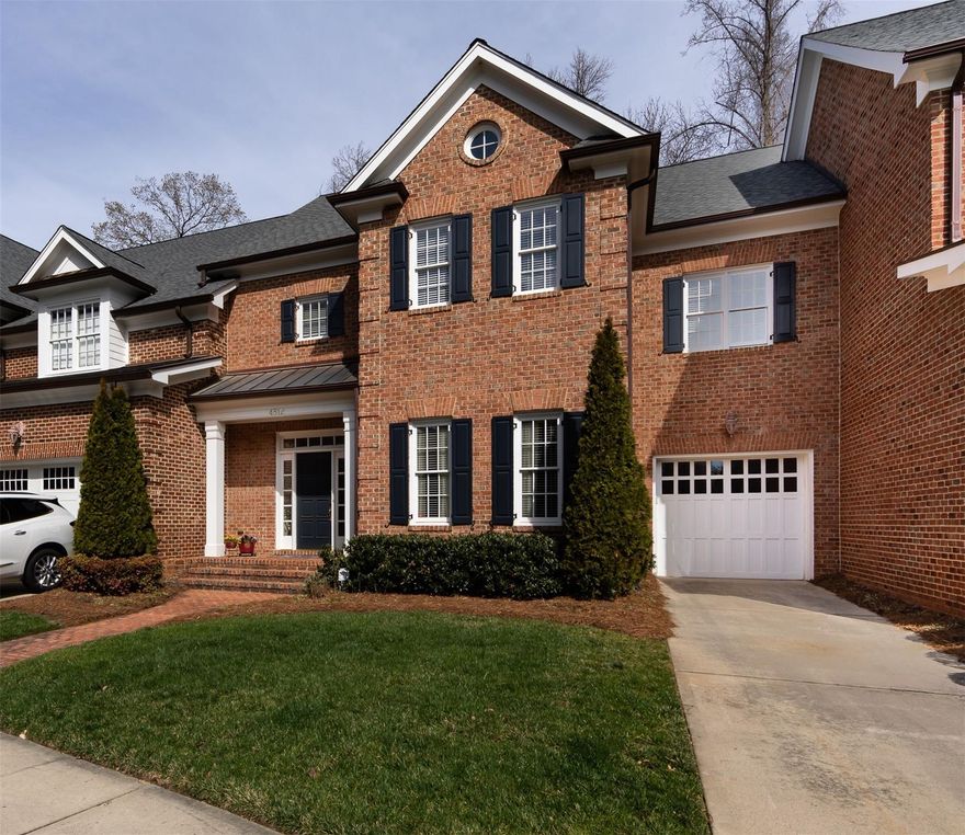 Fantastic brick townhome in popular Park Phillips, an active neighborhood with an unbeatable location in SouthPark. Private walking path to Wholefoods and Phillips Place and an easy stroll to Starbucks, SouthPark Mall, restaurants, shops and more! Beautiful hardwood floors, open floorplan & high ceilings. The great room has a fireplace with vented gas logs. Bright kitchen includes a gas cooktop, quartz countertops, double ovens and a pantry. A large laundry room including a utility sink is located upstairs near all bedrooms and huge closets provide plenty of extra storage.

New Pella windows and an exterior rear door in the great room overlook a lovely private courtyard. The new deck (2022) and patio are a great place to spend the spring and summer days ahead. Also, such a great area for a pet or someone who likes to garden. The attached one car garage has plenty of extra storage room and a utility sink. Tons of natural light, neutral colors and large rooms - come take a look today!