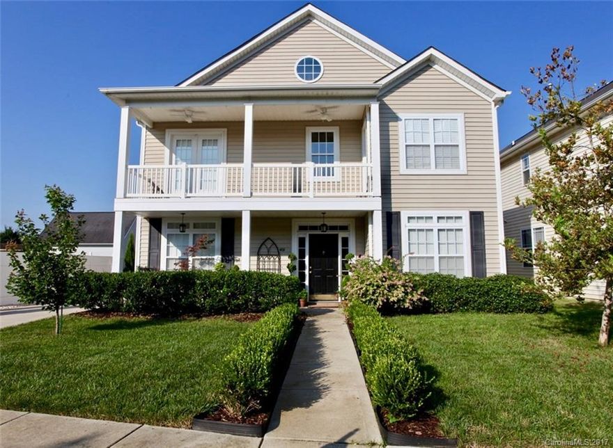 Charming Charleston style home. Open foyer, great room with gas log fireplace, half bath, oak wood floors. Breakfast area, kitchen with d/w, gas stove, g/d, SS microwave, eating bar, lots of cabinet space and new refrigerator! Dinning room w/wall-to-wall carpet. Second level owners suite, full bath and walk-in closet. 2 bedrooms & a bath. 
Over garage is bonus room w/full bathroom and kitchenette. Great 2nd living area or office. It is heated/cooled by a Mitsubishi HVAC w/outside condenser.