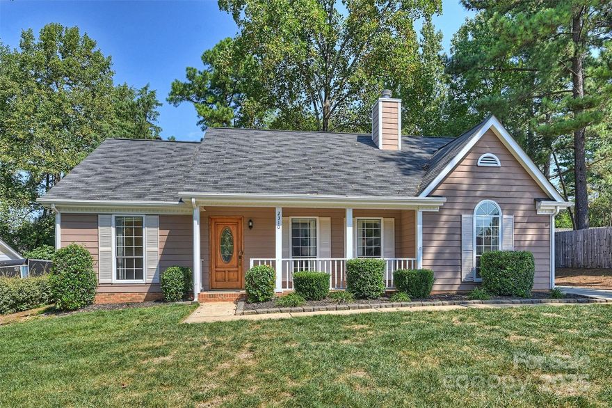 Welcome to this charming ranch-style home, beautifully nestled in the desirable Olde Whitehall neighborhood in Steel Creek. With vaulted ceilings as you enter, this 3-bedroom, 2-bathroom residence offers an open and airy layout that feels both spacious and welcoming. Floor plan also offers an additional flex area currently being used as an office.  The kitchen features updated appliances (range and dishwasher purchased March 2024).  Recent updates also include: freshly painted throughout, new carpet in the bedrooms, new attic blown insulation to 18” (April 2025) and gutter guards (June 2017). The backyard is fully fenced and boasts mature landscaping, providing a serene and secluded space for relaxing or gathering with friends. The home's curb appeal is undeniable, with a well-maintained exterior that promises a warm welcome. What's more, this home comes with no HOA! Its convenient location offers quick access to I-485 and I-77, placing you approx, 15 min from Charlotte Douglas International Airport and approx. 15 minutes of Uptown Charlotte. With shopping and dining options nearby, this home is ready for its next chapter.