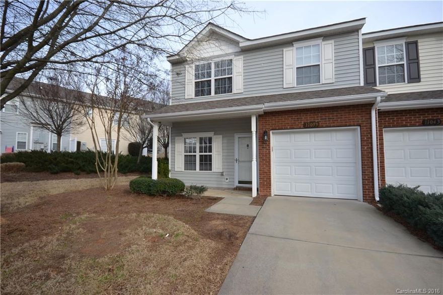 Beautiful townhome in convenient Ballantyne area.  End unit with lots of natural light.  Beautiful hardwood floors throughout living and family room areas, tile floors in kitchen, dining area, all bathrooms, and laundry room.  Large loft and laundry room on 2nd floor, along with 2 bedrooms.  Huge walk-in close in master bedroom.  Very private patio in back of unit.