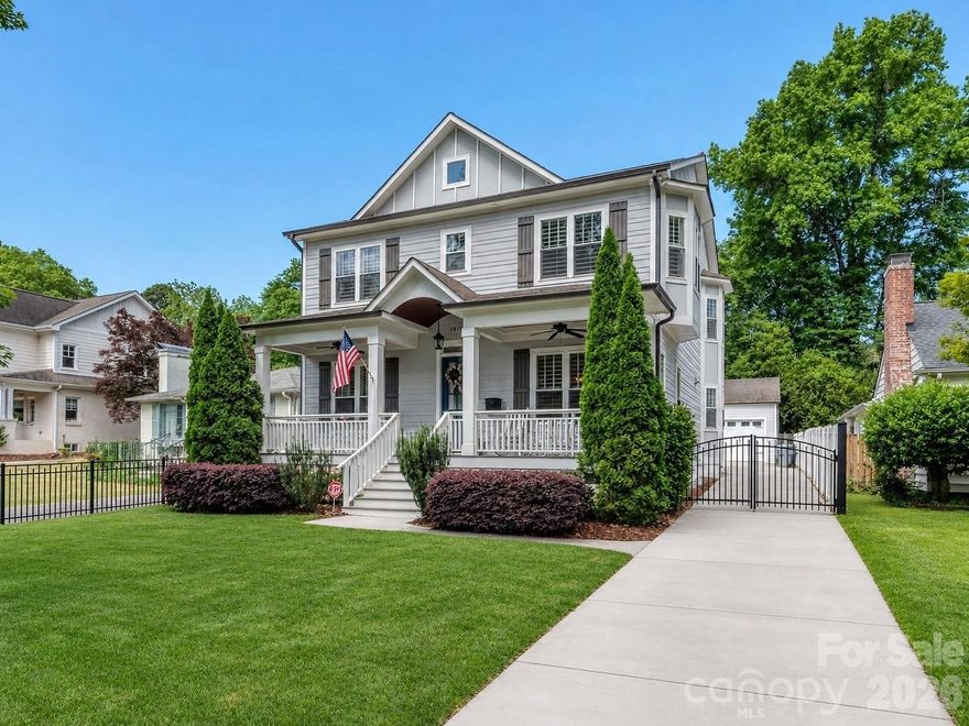 Exceptional home in the heart of Plaza Midwood, ideally located on one of the neighborhood’s most desirable streets. This beautifully updated 2015 Craftsman offers exceptional attention to detail throughout, including site-finished oak floors, plantation shutters, extensive crown molding, coffered ceilings, and elegant wainscoting in the dining room and stairwell.
The thoughtfully designed main level features a dedicated office with glass doors, formal dining room, and an inviting living space with custom built-ins and a ventless gas fireplace. The chef-inspired kitchen is a standout, complete with custom cabinetry to the ceiling, pull-out drawers, and an eat-in area—perfect for everyday living and entertaining. A custom bar and convenient drop zone add both style and functionality.
Upstairs, the spacious primary suite is accompanied by a secondary bedroom with en-suite bath, two additional bedrooms, and another full bath. All bedroom closets have been customized for optimal organization and storage.A generous laundry room with ample storage completes the second floor, along with attic storage both on the second level and above the garage.
Outdoor living is just as impressive, featuring a screened-in porch, paver patio with fire pit and low-maintenance turf grass in the backyard. The fully irrigated landscaping, including the turf area, ensures year-round curb appeal. Additional highlights include a remote-controlled gate to the backyard and garage, as well as front and rear exterior lighting.
This is a rare opportunity to own a move-in ready home in one of Charlotte’s most sought-after neighborhoods—don’t miss it!