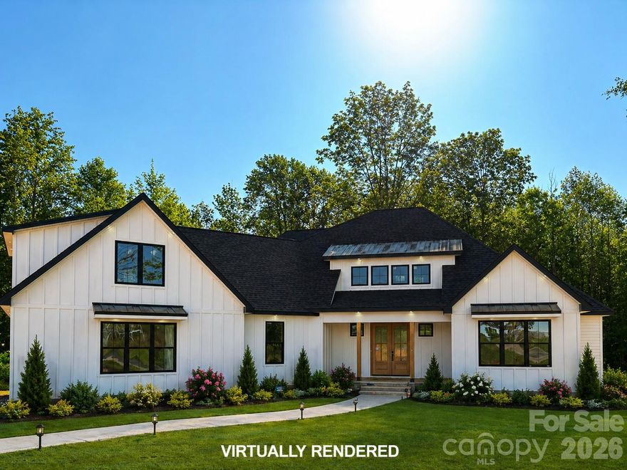 Welcome to a rare and highly sought-after opportunity in the Sanders Landing community. Nestled on 1.8 acres in a private cul-de-sac and zoned for the Clover School District, this beautifully crafted home offers luxury, comfort, and thoughtful design throughout.
The open-concept layout features soaring vaulted ceilings, oversized windows, and an abundance of natural light. The chef’s kitchen is designed to impress with a large quartz island, walk-in pantry, ample cabinetry, and a functional range hood.
The spacious primary suite offers elegant coffered ceiling details, a luxurious bathroom, and a walk-in closet. The bathrooms showcase upscale finishes, including a garden tub, walk-in shower, and LED defrosting mirrors.
Upstairs, a versatile flex space provides endless possibilities for an office, playroom, bonus room, or creative retreat, complete with multiple walk-in storage areas.
This home perfectly blends luxury finishes with everyday practicality in one of Clover’s most desirable communities.
IMAGES ARE VIRTUALLY RENDERED TO RESEMBLE WHAT THE HOME COULD LOOK LIKE WHEN COMPLETED. EXPECTED COMPLETION DATE IS MAY-15-2026