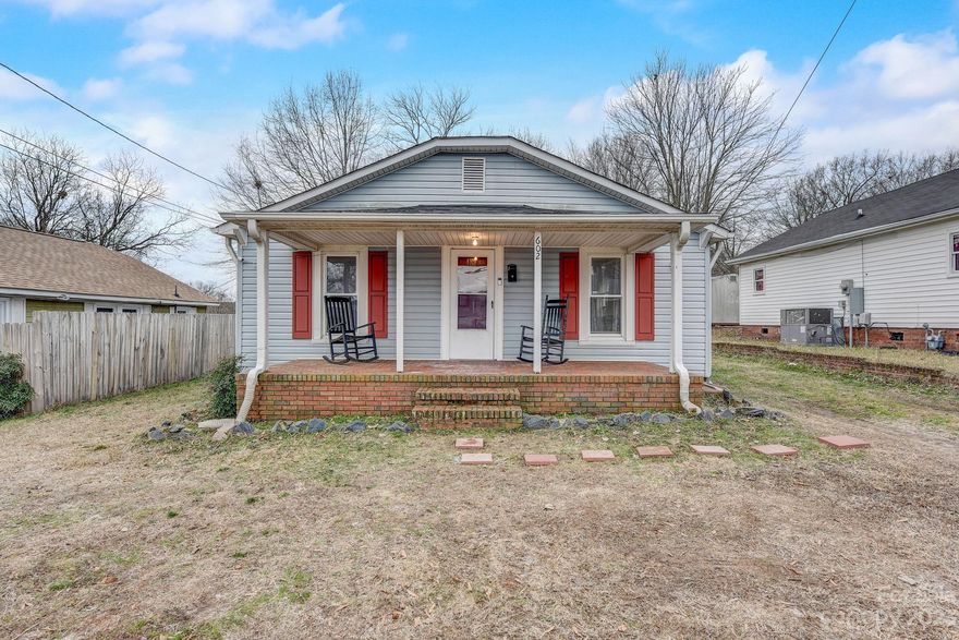 Nestled in the heart of downtown Kannapolis, this charming cottage-style home w/ 2 bedrooms invites you into a world of warmth and character! The inviting front porch sets the tone, perfect for rocking chairs. Inside, the living space is spacious and bright with numerous windows that allow natural light to fill the room. The open floor plan connects the living, dining, and kitchen areas, providing an ideal setting for both daily living and entertaining! The kitchen features granite countertops and ample cabinet space. Two generously sized bedrooms offer comfort and tranquility, each designed with ample storage. Step outside onto the large deck, overlooking a fenced-in yard with a convenient storage shed – a perfect spot for outdoor activities and entertaining! Enjoy the walkable proximity to downtown Kannapolis, providing easy access to local amenities, dining, and events. Additionally, with quick access to Interstate 85, commuting to Charlotte becomes a seamless part of your routine!
