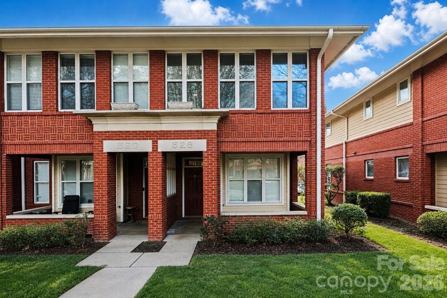 Welcome to this beautifully updated townhome offering refined comfort and unbeatable convenience in the heart of Uptown Charlotte. Perfectly positioned just steps from dining, nightlife, sporting events, and everyday conveniences, this home offers the ideal blend of urban energy and private comfort.

Inside, you’re welcomed by an open-concept layout filled with abundant natural light that pours through the home, creating a bright and inviting atmosphere throughout the main living space. Brand new luxury vinyl plank flooring adds a sleek, modern touch while providing durability and low-maintenance living.

The kitchen is both stylish and functional, featuring granite countertops, stainless steel appliances, generous cabinet space, and seamless flow into the dining and living areas — making it perfect for entertaining or relaxing at home.

Upstairs, you’ll find two spacious bedrooms, each complete with its own private full bathroom, offering ideal separation and convenience for owners, guests, or roommates. The laundry is thoughtfully located upstairs, adding everyday practicality exactly where you need it most. With an appropriate offer, the washer and dryer will be included in the sale, providing a true move-in-ready opportunity.

Additional highlights include two separate main-level entrances, two assigned parking spaces, and ample guest parking — a rare advantage in Uptown Charlotte. Residents also enjoy access to a beautifully maintained park in the center of the community — a peaceful green space perfect for relaxing, walking pets, or enjoying time outdoors just steps from your front door.

Whether you're seeking a primary residence, a lock-and-leave lifestyle, or an investment in one of Charlotte’s most dynamic locations, 526 E 9th Street offers the updates, layout, and walkability that today’s buyers are looking for. This is Uptown living done right. HVAC: 2020 ROOF: 2020 HOT WATER HEATER: 2021