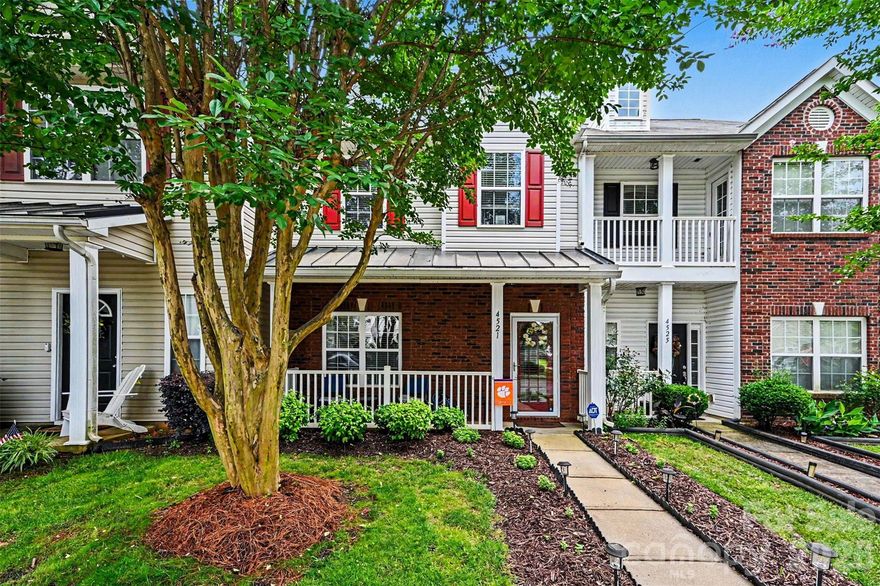 This beautifully updated 3-bedroom, 2.5-bath home is filled with charm, thoughtful upgrades, and a warm, welcoming feel from the moment you arrive. From the rare covered front porch to the stylish interior updates throughout, every detail has been carefully maintained and designed for comfortable living.

The kitchen has been tastefully renovated with granite countertops, painted cabinetry, stainless steel appliances, newer microwave and a newly added gas line with double oven gas range and cooktop — perfect for those who love to cook and entertain. Durable LVP flooring extends throughout both levels, complemented by fresh interior paint for a clean, modern feel.

The spacious primary suite features an updated ensuite bath with dual vanities, updated flooring, and a beautifully tiled walk-in shower with built-in bench seating. Secondary bedrooms offer vaulted ceilings and share an updated bathroom complete with a walk-in shower, updated mirror, and modern lighting.

This home truly reflects pride of ownership with major updates including a newer roof (2019), AC condenser (2023), and numerous additional improvements throughout. A rare bonus for townhome living, the community also offers additional parking overflow area in close proximity to this home!

Conveniently located near Rock Hill shopping, dining, and local entertainment, this move-in ready home combines low-maintenance living with style, comfort, and exceptional care.