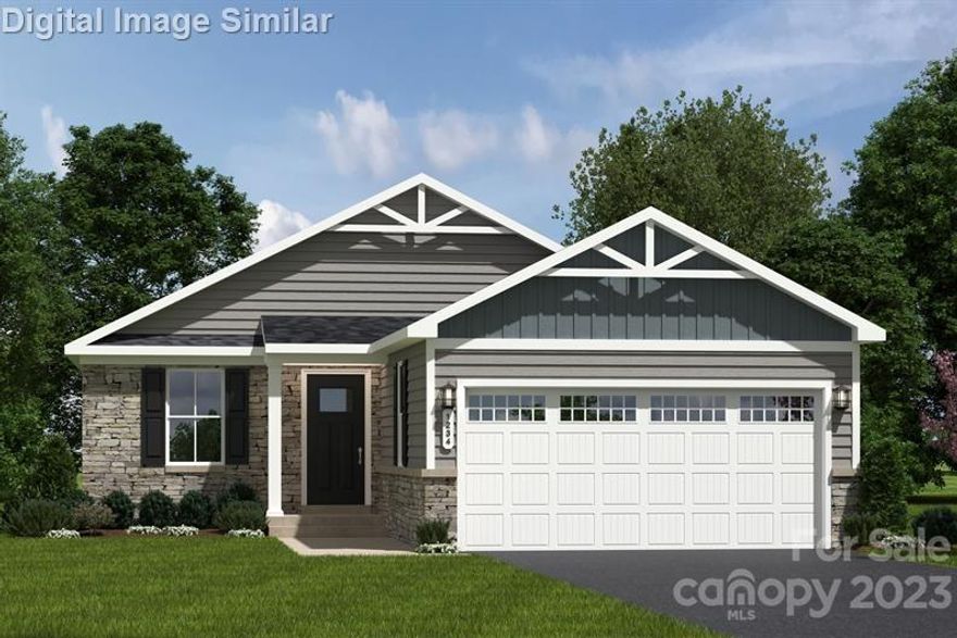 This popular ranch home is a spacious and open floorplan... boasting a full stainless kitchen appliance package by GE and granite countertops with an optional kitchen island for extra prep, storage and work space in your lovely new home.  The flex space can be a dining area, home office and/or extra sitting area.  The owner's suite is the one you have been dreaming about with a large walk-in closet!  The home features upgraded Craftsman finishes, brushed nickel fixtures throughout and Wi-Fi enabled technology.