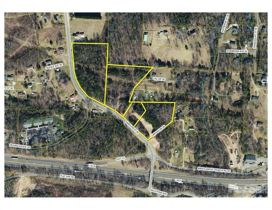 Four parcels totaling 11.37 acres.  All run side by side allowing for 1379 feet of road frontage.   Within 1/2 mile of I-40 at exit 111 to Valdese! Commercial property zoned B-2.  City Water runs to this land.  Get out and walk the property and see the levelness of the land.  Great visibility.  This listing is also listed as a "Land" listing MLS #4206250.