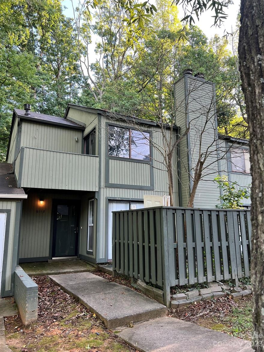 Unique opportunity in East Charlotte! This 3 bedroom, 1.5 bath townhome is a perfect opportunity for investment or affordability for an owner occupant looking to put in some sweat equity. Home features ample natural light, wood burning fireplace, lots of storage, front and back patio that has separate outdoor storage and private fence. Main level living has sliding glass doors to private front patio, half bath, dining and kitchen with laundry. The upper level you'll find three bedrooms, full bath, and linen closet. The sizable primary bedroom highlights a walk-in closet and private terrace with newly replaced wood flooring. With the home being within a short distance to the community pool and playground The Four Seasons community is perfect for easy access to shopping, restaurants, Independence Blvd, public transportation and all that Charlotte has to offer!