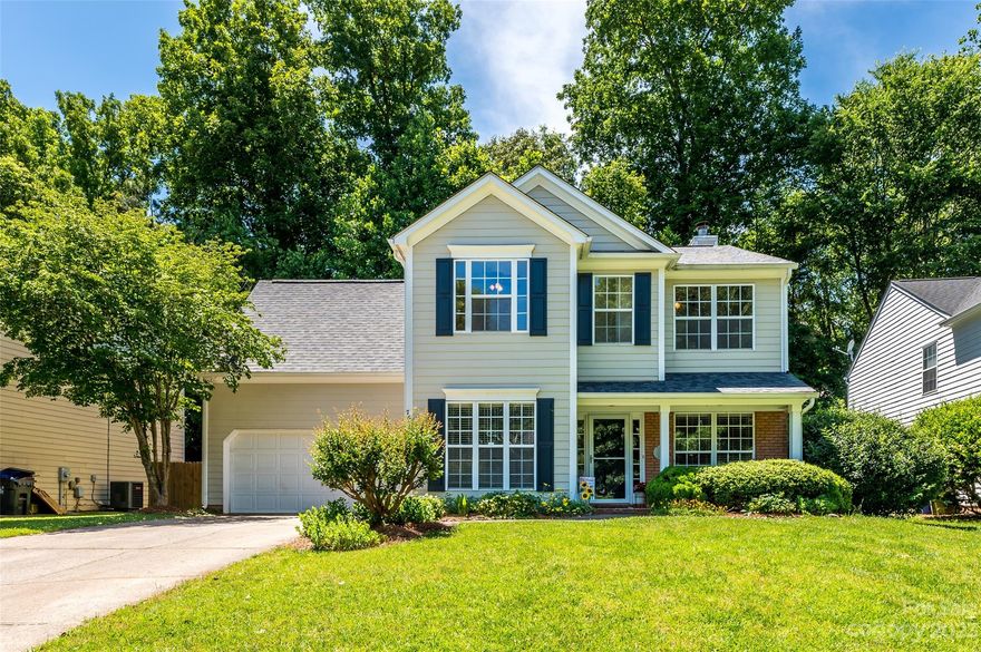 Original owners created beautiful memories in this charming home in Henderson Park in Huntersville, and now it's your turn. Welcome into a large great room with a cozy wood-burning fireplace. The formal dining room is ready for all of your gatherings. Bright Kitchen with breakfast nook with French doors leads to your covered patio and lovely fenced backyard. Upstairs you will find the primary bedroom with vaulted ceilings, a spacious closet, and a primary bath with a garden tub. Three spacious secondary bedrooms, another full bath, and a laundry closet complete the lovely upstairs. All ceilings and the bonus/fourth bedroom are freshly painted. Roof and gutters were replaced in 2019; Exterior painted in 2019; Flooring/carpet replaced in 2018; Water heater replaced in 2018; dishwasher replaced in 2019; Gas range in 2019. Welcome Home!