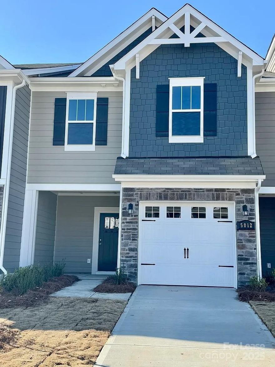 Brand new townhome with 3 beds & 2.5 baths near Highland Creek. Easy access to I-485 & I-85 close to shops and restaurants. The first level has a one-car garage and an open floor plan on the first floor with a Kitchen with an oversized sitting island, 42" White Shaker style cabinets, granite countertops, tile backsplash, SS appliances including a 5 burner gas range with double oven, microwave, and walk-in pantry. The second level has a master bedroom that has a walk-in closet with dual sink vanity and a large glass-enclosed walk-in shower and two other bedrooms with shared baths. Granite countertops, recessed lighting. Stainless steel appliances and Washer, Dryer, and refrigerator included. 
Smart thermostats, Lots of natural light. The tenant is responsible for all utilities. The trash and lawn care are included in the rent.