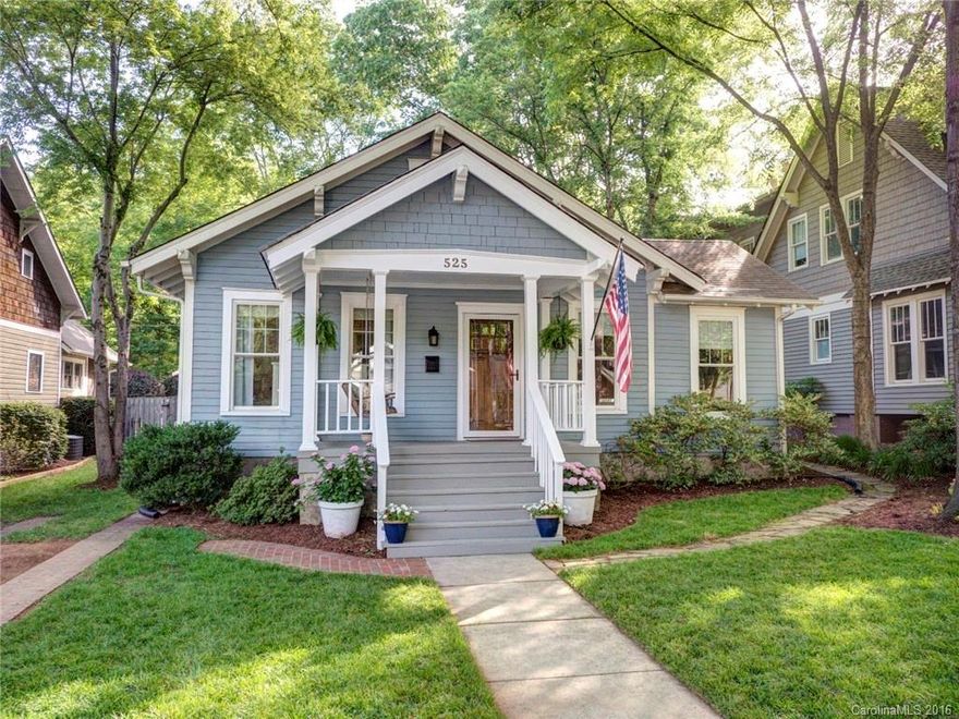 Here is your opportunity to live in Historic Dilworth. Stylish + adorable @ the same time.  Beautiful wood floors, open concept plan in kitchen, living & dining. Coffered ceiling, granite countertops, cherry cabinets, Wolf range.  Window seat flanked by 2 built in curios.  All new interior paint, custom roman shades.  Huge master closet. Front porch & back deck are extensions of the home.  Perfect for entertaining.  Beautiful landscaping, fenced yard. Walk to 3 city parks, light rail.