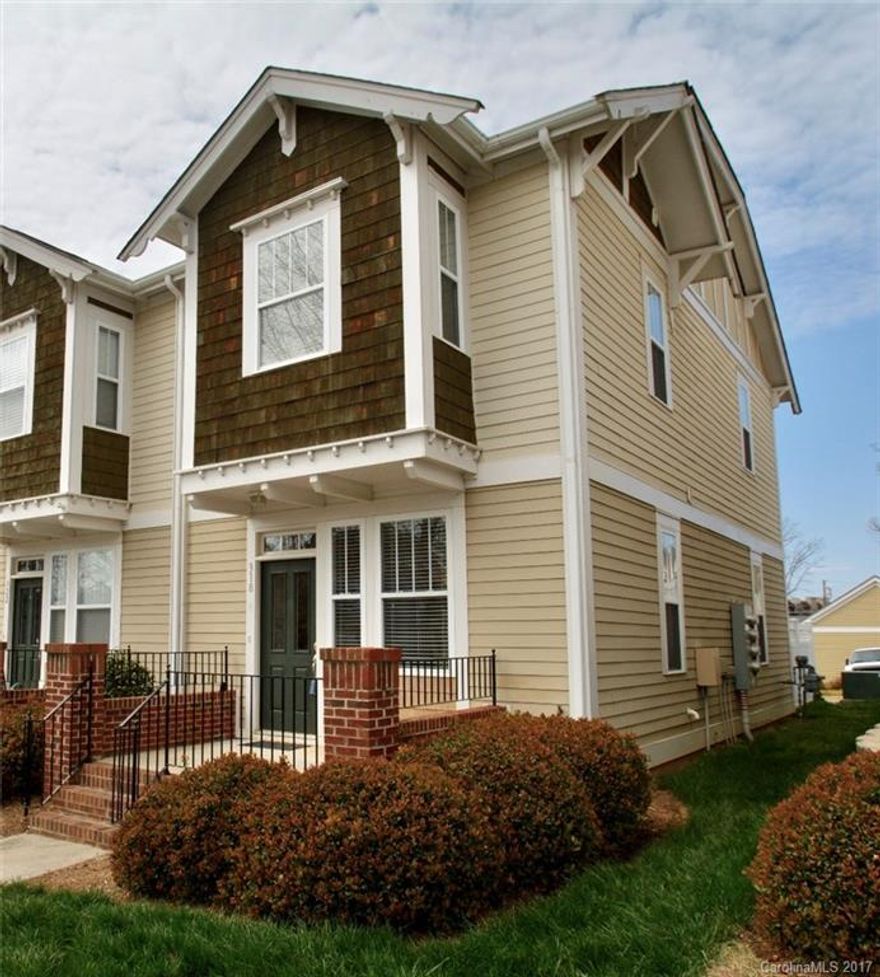 Great Opportunity to live in Davidson. Home is walking distance to Harris Teeter, dining, shopping. I-77, schools and lake are just minutes away. Double master layout works great for room-mates. Granite counters with lots of cabinet space in kitchen. Large pantry, beautiful hardwood floors, heavy trim and molding throughout. Well situated END UNIT allows lots of natural light. Easy access in and out of neighborhood. SHOW FOR BACK UP OFFERS.