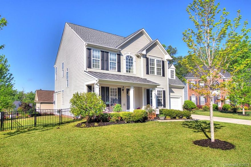 Great home with flexible floor plan to accommodate your lifestyle. Rocking chair front porch welcomes friends & family. Freshly painted interior is bright & inviting. Office/study w/ french doors & formal DR.  Kitchen w/ gas range & ample 42" cabinet/counter space is open to GR.  Subway tile backsplash. Casual dining area & sunroom add to livability of this great home. 4 bdrms up (or 3 + bonus). New carpet in GR & sunroom. Easy access to shop/dine & 485. Easy walk to elementary school. Roof '14.