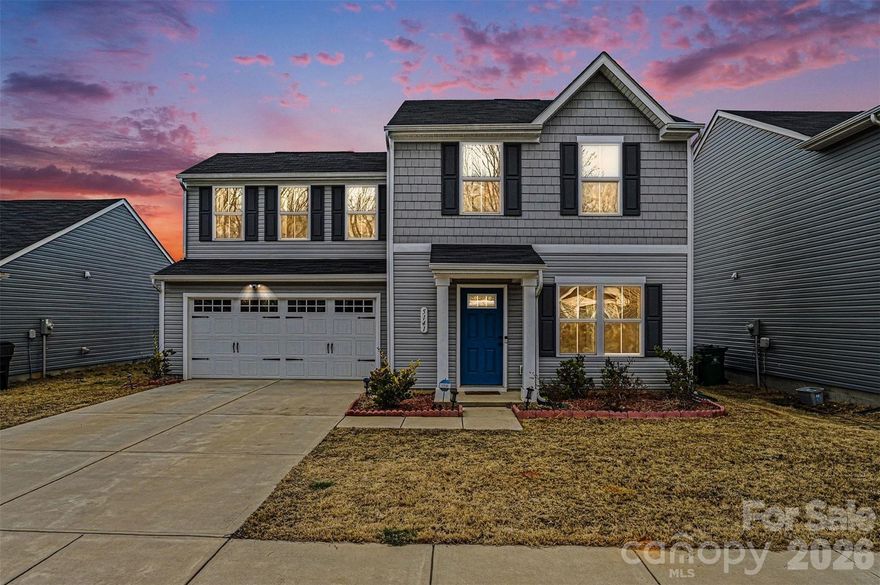 Built in 2022, this beautifully maintained two-story home offers 3 bedrooms, 2.5 bathrooms, and 1,478 square feet of thoughtfully designed living space. Situated on a level lot in the Creekside Grove community, the home blends modern style with an open, functional layout that lives comfortably for both everyday routines and entertaining.

The main level welcomes you with durable vinyl plank flooring and a bright, open-concept design that seamlessly connects the living area and kitchen. The kitchen is anchored by a spacious island and features sleek cabinetry along with a full stainless steel appliance package, creating a stylish and practical hub for gatherings. Natural light fills the living space, and a convenient main-level half bath adds everyday ease.

Upstairs, all three bedrooms are thoughtfully arranged for privacy, including a generous primary suite complete with private en-suite and a large walk-in closet .Two secondary bedrooms share a full bath and an upper-level laundry room enhance functionality, while soft carpeting and contemporary finishes continue the home’s fresh, move-in ready appeal.

Outside, enjoy a rear patio overlooking the backyard—perfect for grilling, relaxing, or hosting friends. The attached two-car garage provides ample storage and parking and the home’s newer construction offers peace of mind with modern systems and energy-efficient features.

Located in the Creekside Grove neighborhood, residents enjoy a welcoming community atmosphere with easy access to shopping, dining, and major commuter routes. With its blend of comfort, style, and convenience, this home presents an excellent opportunity to enjoy newer construction in a growing area of Charlotte.