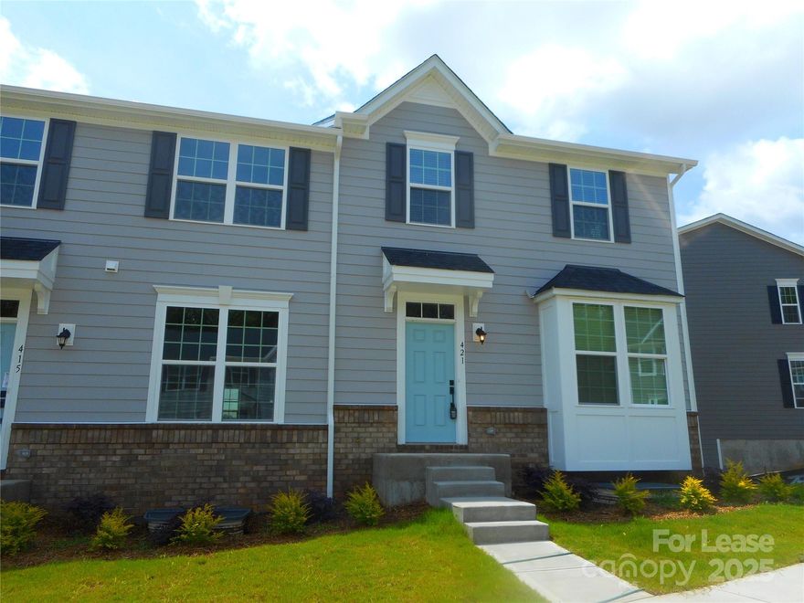 Beautiful, brand new 4 bedroom, end unit townhome in Cramerton with 2.5 baths and a Huge 2 car garage. Located just a few miles to Belmont and McAdenville, this townhome is a short walk to the stunning Cramer Mountain Golf Course. 3 story floor plan with a large kitchen on the main level with granite counter tops, tile backsplash, stainless appliances and plenty of counter and cabinet space; living and dining areas. Upstairs you will find the large primary bedroom with 2 additional bedrooms plus a laundry room ( washer and dryer included ) and 2 full baths. On the lower level is the 4th bedroom, additional storage space and the 2 car garage.