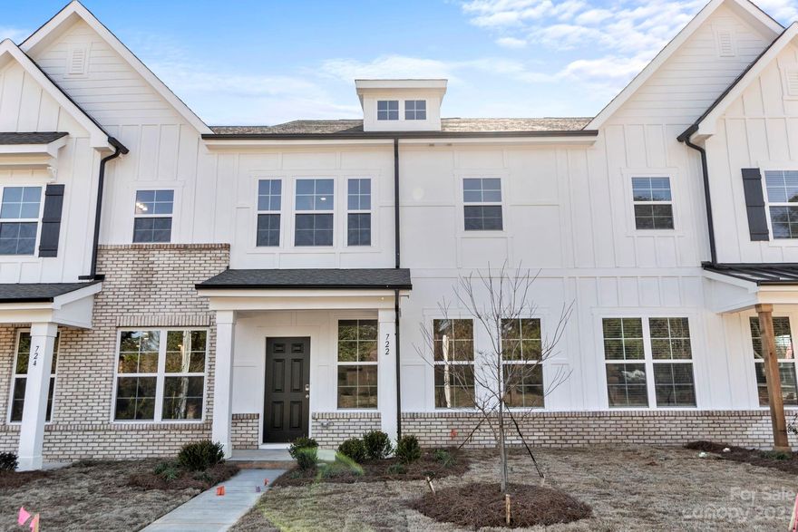AVAILABLE NOW! Fabulous location!! Close to shopping, dining & quick I-77 access to Charlotte.  This 1762 SF luxury townhouse boasts 9 foot ceilings, 3 bedrooms, 2.5 baths, open concept kitchen overlooking the dining & great room.  Primary suite featuring an oversized tile shower with bench, double sinks, 2 walk-in closets, trey ceiling & seating area. Both guest bedrooms have walk in closets. Kitchen features Stainless appliances, large pantry, 5 burner gas range with convection/air fryer oven, tile backsplash & granite countertops. Laundry room with room for folding table & more.  Oversized rearload 2 bay garage with 2 car driveway. So many upgrades in every home! Lucca interior design package. Gorgeous HOA maintained lawn for carefree lifestyle & community park for outdoor fun.