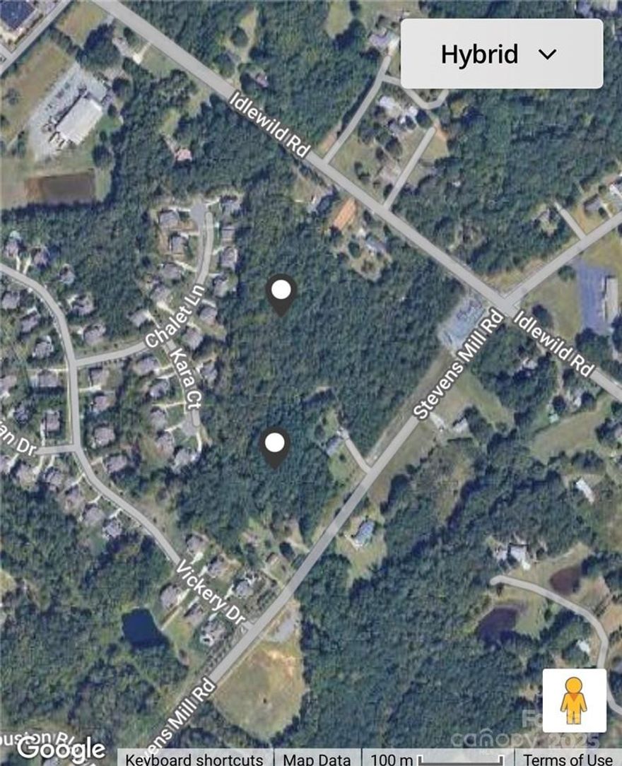 Do not miss this incredible opportunity to develop 7.75 acres in the Town of Stallings, NC. Site distance to main intersection of Stevens Mill and Idlewild Road. Walking distance to grocery/shopping center yet private land and nestled in the trees. Please contact City of Stallings planning for intended use. Three single family residences included with land. Blair Mill Park is across the street. Minutes from I485 and the Union County Bypass. Convenient to Mecklenburg County line and Stallings Hospital.