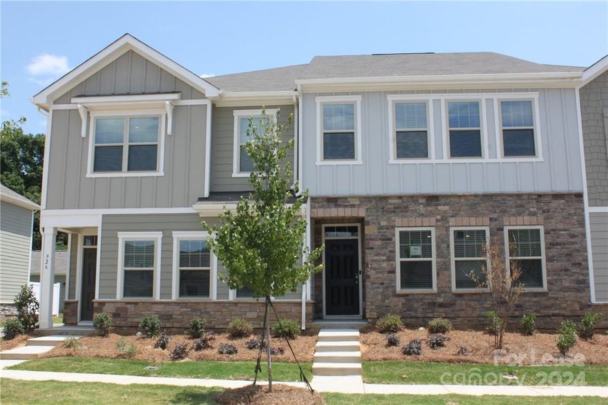 Fabulous townhome in Sagecroft, Indian Trail.  2 primary bedrooms - one on each level.   Beautiful 4-bedroom 3.5 bath home. Kitchen with all SS appliances, granite counter tops, tile backsplash. Enjoy entertaining in the open living space with large island and breakfast bar. Huge bathrooms for both primary bedrooms. Large walk-in closet. Upstairs loft is perfect for an extra living area! All bedrooms have own walk-in closet. washer/dryer included 2" blinds throughout. This home has it all including a two-car detached garage and a COURTYARD with privacy panel. You will love this maintenance free living lifestyle! Convenient location. Close to highways 485 and 74. Yard maintenance included. Sun Valley Commons shopping center is minutes from your doorstep! NO PETS, credit >625, W2 income>3x. Must see!
