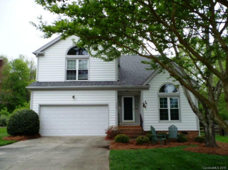 On the market in time to enjoy deck, large backyard this summer! Move in ready home on cul de sac has upgrades & lots of natural light.Kitchen has granite countertops & island; opens to great room w/ fireplace. 3 BD & laundry up with flex-room for office or bonus room, etc. New carpet '15, granite '14, roof '09, vinyl siding '09, garage door '09, windows'08. PSNC sd wood burning fireplace convertible to gas. Fenced backyard backs to wooded area. Located in the section of Faires Farm with no HOA.