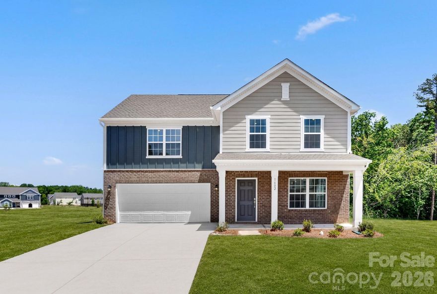 This two-story Bishop floorplan features a smart layout designed for ease of use. On the first floor is a spacious Great Room ideal for entertainment, which has direct access to the breakfast room and a fully equipped kitchen, perfect for seamless everyday living. Found upstairs is a multipurpose loft surrounded by two secondary bedrooms and the serene owner’s suite with a full-sized bathroom. Plus, our signature Everything's Included program means you will get quartz or granite kitchen countertops, stainless steel appliances, luxury vinyl plank flooring, and so much more at no extra cost! Creekside Cottages is located in beautiful Bessemer City in Gaston County. Residents will enjoy future onsite amenities including a playground, dog park and multiuse trails. Creekside Cottages is located conveniently nearby highways, medical facilities Crowders Mountain, Gastonia, Belmont, and Kings Mountain Golf Course.