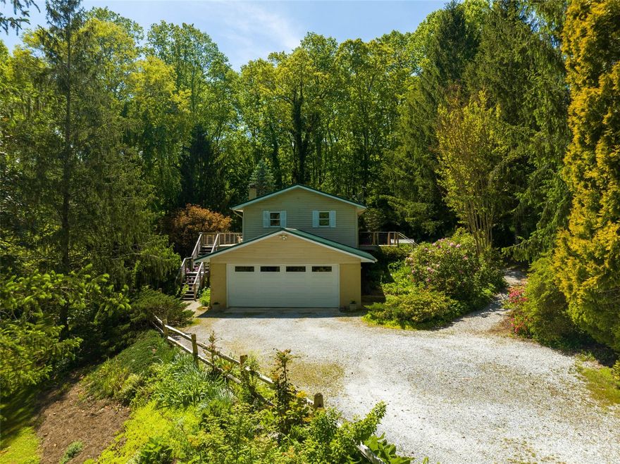 This stunning 2/2 home sits on .88 acres of beautifully landscaped property offering privacy and tranquility while still being close to amenities the area has to offer. Stepping inside you're greeted by an inviting living room. The floor plan flows seamlessly into the kitchen which features stainless steel appliances, granite countertops, and ample storage. The main level also includes a spacious primary bedroom and a private balcony overlooking the wooded backyard. Downstairs, you'll find a fully finished basement with a second living area, full kitchen, bedroom, and bathroom. Outside, the large deck offers the perfect place to relax and enjoy the beautiful natural surroundings. Passive solar construction with 2x6 walls. Located just minutes from downtown Mills River and a short drive to Asheville/Hendersonville this home offers the best of both worlds, the peace and quiet of country life with access to the city. Don't miss your chance to make this stunning property your forever home!