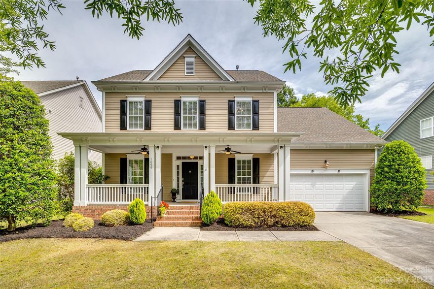Meticulously maintained beauty in highly sought after Lake Shore on the Tega Cay peninsula! A welcoming rocking chair front porch greets you before you step inside to hardwood floors, fresh neutral paint & abundant natural light throughout. Open formal dining area & office w/french doors. Spacious kitchen w/island, granite counters, tile backsplash & cozy breakfast area. Kitchen overlooks great room w/soaring vaulted ceiling & gas log fireplace. Huge laundry room w/ample counter space & cabinetry. Mud room entry from garage w/space for drop zone to be added. Spacious primary bedroom on main w/tray ceiling. Primary bath w/dual sink vanity & separate tub/shower. Upper level features 2 bedrooms sharing a jack & jill bath + a 3rd bedroom & hall bath. Oversized bonus room. Step outside to relax & enjoy the peaceful wooded setting on your screened porch overlooking the golf course + enjoy grilling on your deck! Tega Cay amenities include lake, clubhouse, golf, tennis, pool, trails & parks.