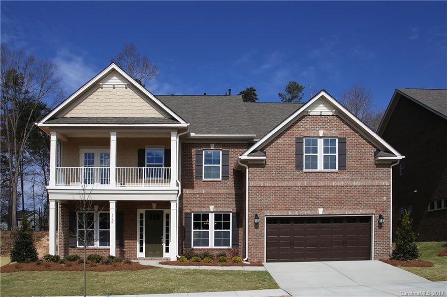 Our elegant Wilmington floor plan with front porch and balcony on a pie-shaped home site. Guest suite located on 1st floor. Upstairs, huge master bedroom with sitting area, spa-like bathroom, and gigantic walk-in closet; 3 bedrooms,2 baths and game room!
