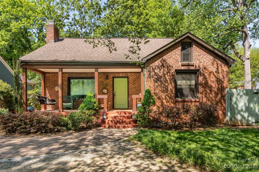 This house is cool! From the welcoming front porch swing and Charleston-style gardens to the vintage inspired spa bathroom and creative flex space, inside & out it's full of charm. LR & DR have original crown moldings, hardwoods & gas logs. Kitchen has custom maple cabinets, quartz countertops & SS appliances. Great room has vaulted ceilings, bamboo floors & lots of natural light. A barn door in the primary bedroom leads into the spa bathroom with cast iron tub, and oversized shower. A huge walk-in closet completes the suite. Upstairs a loft is the perfect flex space for working from home & the 3rd bedroom. Tons of storage space upstairs - walk-in attic access and 2 closets. Partial basement & 8x8 storage bldg = more space & function than expected + all the charm you could want in a vintage neighborhood. Close proximity to some of the best restaurants, breweries & entertainment venues that Plaza Midwood & uptown Charlotte offer. Zoned neighborhood business, ideal for a live/work.
