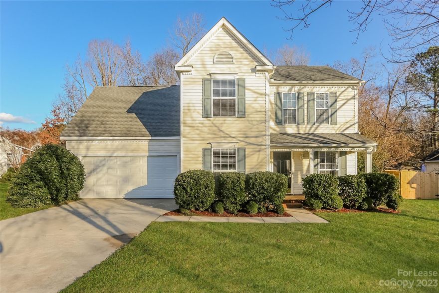 Fenced yard -- Community pool! Charming home offers 1780 sq. ft. with 3 BR + BONUS, 2.5 baths and a 2-car garage located in desirable Kerry Greens in Stallings off Old Monroe Rd. With easy access to I-485 and Hwy 74, it is close to shopping, dining, Matthews Sportsplex and more. Kitchen boasts beautiful granite counter tops, white cabinets and stainless steel appliances and is open to the great room that steps out to a rear ground-level deck. All bedrooms are upstairs. Primary bedroom has vaulted ceiling and an en suite bath with combination garden tub/shower. Bonus room would make a great office, playroom or extra den!