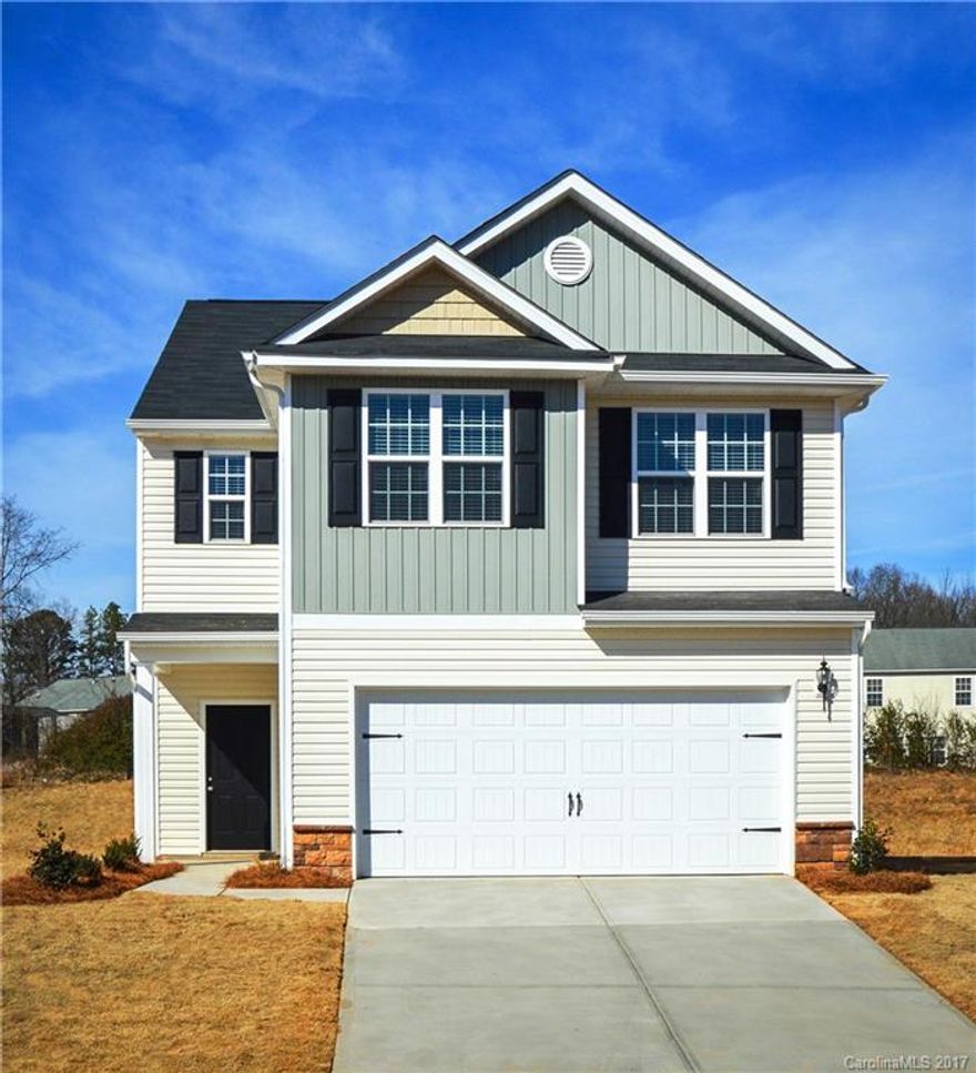 Two Walk In Closets plus Sitting Area in Master Retreat!  Granite kitchen counters and bar top with all kitchen appliances included, pantry shelving and recessed lighting.  This community features several Parks,Walking trails, 7 miles of mountain bike trails leading to George Poston County park with a 12 acre lake and Fishing Pier. Minutes to Daniel Stowe Botanical Gardens, White Water Center, minutes to Charlotte Douglas International Airport. Exterior photo is sample elevation.