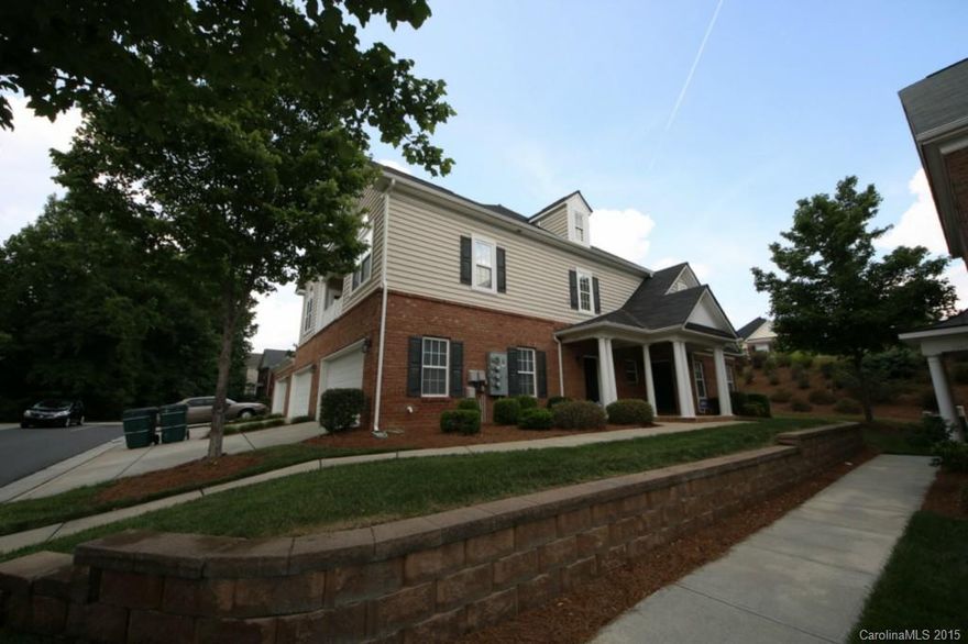 Immaculate, clean and modern! Gas heat, electric stove/range, hardwood floors, carpet in bedrooms. Large kitchen counter area opens to living area for easy entertaining and conversation. Wonderful end unit with gas fireplace, balcony and spacious 2-car garage! Located nearby Ballantyne shopping, restaurants, groceries and I-485. Community swimming pool and good schools nearby.