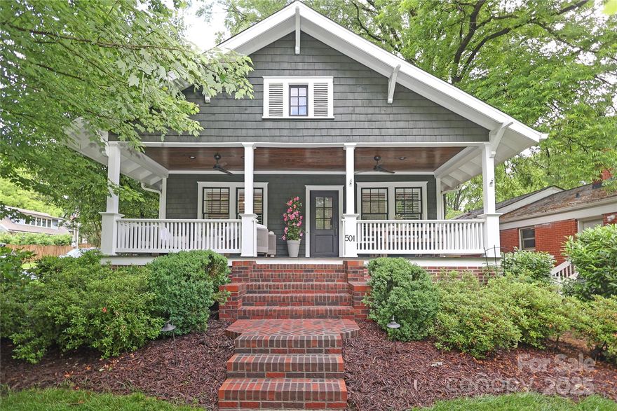 This charming 1920 quintessential Dilworth Bungalow is the one you’ve been waiting for! Featured on the 2023 Dilworth Home Tour, this meticulously maintained home is pure perfection. Boasting 3 spacious bedrooms, 3 beautifully updated full baths, an open-concept kitchen flowing into a cozy family room, and elegant formal spaces ideal for entertaining. The expansive front porch is a serene retreat to relax and enjoy the vibrant neighborhood. The private upstairs primary suite offers generous walk-in closets and a versatile office loft. Nestled on a lushly landscaped corner lot, with a fully fenced yard, irrigation system, private parking, and a new storage shed—just steps from lively South End. New roof in 2024 and freshly painted exterior. A perfect blend of historic charm and tasteful modern updates, this timeless gem embodies classic Dilworth style.