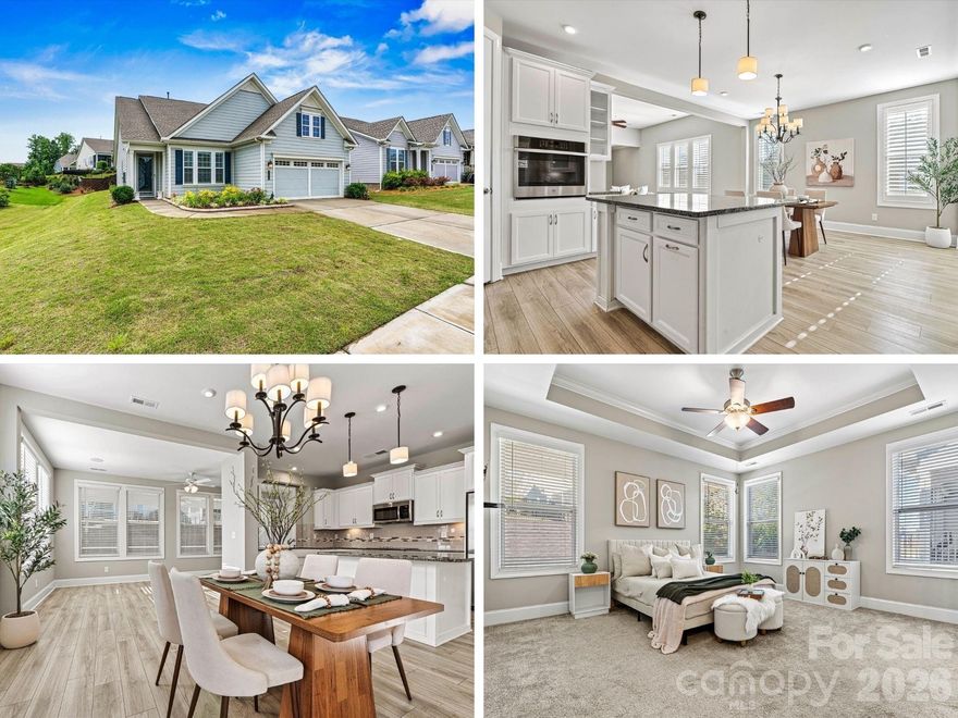 Now PROFESSIONALLY STAGED with a fresh new Spring look and UPDATED photography - this beautifully upgraded Dogwood w/ Loft truly shines! Just a short disTance to the Clubhouse, pool, and vibrant community activities, this beautifully upgraded DOGWOOD w/BONUS offers a bright, open layout with exceptional storage throughout. Featuring 3 bedrooms, 3 baths, plus a Flex Space, this home showcases LVP flooring, plantation shutters, recessed lighting, and stylish finishes at every turn. The upgraded Kitchen offers soft-close cabinetry, custom Pantry, farmhouse sink, and generous prep space - perfect for both everyday living and entertaining. The serene Primary Suite has a tray ceiling, custom closet, dual vanities, and a spa-inspired shower with seat and grab bar. A secondary bedroom and large Office are conveniently located on the main level, while the Loft with Full Bath provides ideal guest or bonus space. Outdoor living is exceptional with an extended Sunroom, screened porch, covered rear porch, and paver patio with lighted knee wall creating the perfect setting to relax or entertain - there is even a gas stub for a firepit or gas grill! Complete with epoxy-coated garage floors, overhead storage, and a Laundry Room with cabinetry and built-in sink. Move-in ready, beautifully appointed, and perfectly located - this ONE is ready for YOUR next chapter!