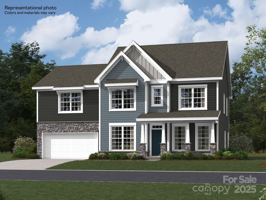 This new two-story Ellery floorplan combines elegance and comfort. The first floor features a family room with a fireplace, a nook with a door to the patio, a kitchen with a center island, a formal living and dining room with great style and a bedroom suite with secluded privacy. The second floor hosts a versatile loft, three secondary bedrooms with walk-in closets and an owner’s suite with a sitting area and two walk-in closets. Plus, our signature Everything's Included program means you will get a gourmet kitchen with double ovens and cooktop, quartz or granite kitchen countertops, subway tile backsplash, ceramic tile, luxury vinyl plank flooring, and a gas fireplace (per plan) at no extra cost! Harris Mill located in a sought-after Indian Land, offers luxury homes and quarter acre and wooded homesites. Homeowners will enjoy nearby proximity to great shopping and dining at the Promenade at Carolina Reserve, Waxhaw, and Ballantyne.
