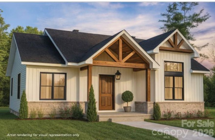 Located near the heart of McAdenville and walkable to charming downtown shops, dining, and beloved community events, this beautifully crafted home offers effortless living with thoughtful design and future flexibility, including unfinished second-floor expansion. With 3 bedrooms and 2.5 baths arranged in a desirable split-bedroom layout, the home balances privacy, versatility, and comfort to suit today’s lifestyle.
The main level features 9-foot ceilings throughout, creating a bright and welcoming atmosphere. French doors with built-in blinds open to the covered back porch, forming a natural extension of the living space. Picture relaxing afternoons spent beneath the tongue-and-groove wood ceiling, a ceiling fan gently circulating the air as you unwind, shaded by mature trees. A convenient drop zone near the back entry adds everyday ease, while a dedicated home office with double doors provides the perfect work-from-home space or peaceful retreat.
At the heart of the home, the chef-inspired kitchen is designed for both beauty and efficiency, featuring white quartz countertops, white shaker-style cabinetry with soft-close doors and drawers, under-cabinet lighting, and a tiled backsplash. A walk-in pantry is complemented by an additional set of thoughtfully placed upper and lower cabinets between the kitchen and dining area, ideal for serving pieces, seasonal décor, or holiday entertaining essentials—offering smart storage that makes hosting feel effortless.
The main-level primary suite is your own private retreat designed for rest and relaxation. Oversized windows fill the bedroom with natural light, creating an inviting space for a reading nook or window seat. Transom windows along the headboard wall allow natural light while preserving privacy and maximizing wall space. The en-suite bath invites you to unwind with a deep soaking tub, tiled walk-in shower, private water closet, and dual vanity with undermount sinks. A built-in tower cabinet for added storage to the spacious walk-in closet completes this thoughtfully designed sanctuary.
Durable Luxury Vinyl Plank flooring flows throughout the home, paired with matte black interior fixtures and ceiling fans in all bedrooms, the living room, and the back porch for a cohesive, modern feel. The hallway bath features a tiled tub surround for a polished finish. A beautiful wooden staircase leads to an upper bonus area that is unfinished yet already plumbed for a full bath—offering flexibility to create a private guest suite, media room, expanded living space, or simply extra storage for holiday décor. Designed to grow with your lifestyle, the home adapts effortlessly as your needs evolve.
Exterior details reflect quality craftsmanship and timeless curb appeal, including fiber cement siding, black windows and gutters, a brick foundation and steps, and an impressive 8-foot solid mahogany front door. A detached two-car garage provides flexibility and storage, while the spacious, level backyard is perfect for gatherings, yard games, and outdoor entertaining.
This home is under construction and is expected to be completed in mid-April 2026. Don't miss this ideal blend of comfort, style, and future potential—designed to live beautifully today and grow with you tomorrow.