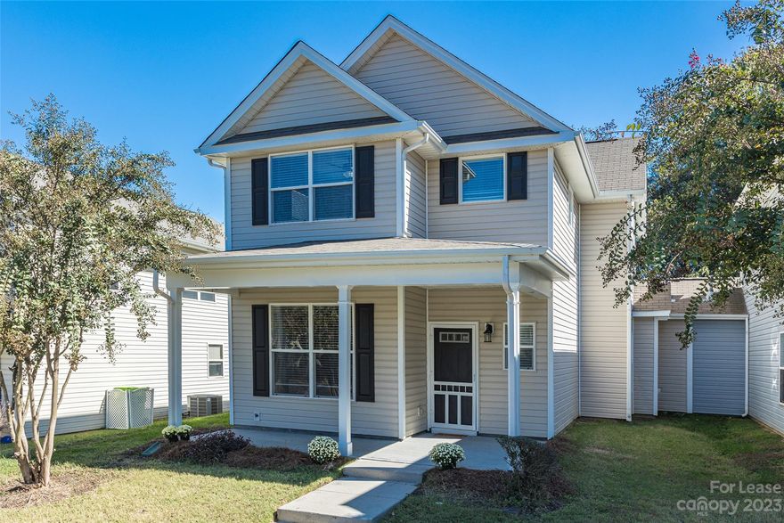 This 2-story townhome boasts generously sized three bedrooms, along with two and a half baths. You'll also find an accommodating office space and three storage closets, ensuring ample room for all your needs. The main level hosts a cozy living room featuring a gas fireplace, a breakfast area, a fully-equipped kitchen with the essential appliances, a laundry room with a washer and dryer included. All three bedrooms are located upstairs, offering peaceful retreats.Two designated parking spaces are provided for your convenience.This property is perfectly situated for a convenient lifestyle. Enjoy the benefit of Fort Mill schools within a 5-mile radius, easy access to Interstate 77 via Carowinds, the natural beauty of Anne Springs Greenway, the excitement of Carowinds theme park, the pleasures of Springfield Golf, and the convenience of shopping at Springfield Plaza. You'll also appreciate the short 8-mile distance to Ballantyne.