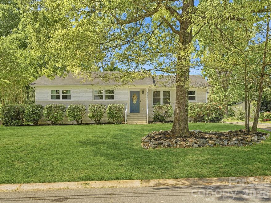 Tucked away in a quiet pocket of Starmount and just minutes from greenway access, this updated brick ranch offers the perfect blend of charm, function, and location. This 3-bedroom, 2-bath home welcomes you with a bright, airy living space filled with natural light, freshly painted interiors, and beautifully refinished original hardwood floors in a rich, warm tone. The space flows seamlessly into the updated kitchen, complete with white cabinetry, granite countertops, stainless steel appliances, and a convenient side entrance. The spacious dining area anchors the home and is made for gathering. It features a separate nook- perfect for a built-in coffee station or bar - plus direct access to the deck and backyard. The secondary bedrooms are well-sized with access to an updated hall bath, while the primary suite offers a comfortable retreat with its own renovated en-suite bathroom. Step outside to the deck overlooking a private backyard w/ firepit—ideal for entertaining, relaxing, or enjoying quiet evenings at home. Major updates provide peace of mind, including a new roof (2023) and new windows (2024), along with prior cosmetic updates that give the home a fresh, move-in ready feel. Additional improvements include new electrical plus a driveway addition. All of this in a convenient location close to shopping, dining, and everything South Charlotte has to offer—while still enjoying the quiet, established Starmount community.