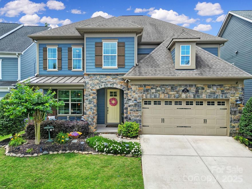 Beautifully upgraded 5 bedroom/4 bath home, NE facing. Gourmet kitchen features an oversized island, 5-burner gas cooktop, double ovens, SS appliances, walk-in pantry, & open dining area leading to a screened patio room. Main level offers flexible living w a private guest suite, dedicated office w French doors (currently used as a bourbon room), elegant dining room, & a spacious great room with a stone fireplace. Upstairs offers an owner’s suite w a sitting area, 17-ft walk-in closet & tile shower, 3 more bedrooms (one with en-suite), and a huge bonus room or potential 6th bedroom w closet. Endless entertainment in your backyard oasis w extensive landscape/ hardscape w jacuzzi, set on a large, flat fenced yard. Freshly painted inside & out, move-in ready! Solar panels keep average electric bills around $25/month. Gas line ready for outdoor grilling. Community amenities include a pool, clubhouse, walking trails, playgrounds, scenic ponds, and walkable access to dining. Welcome home!